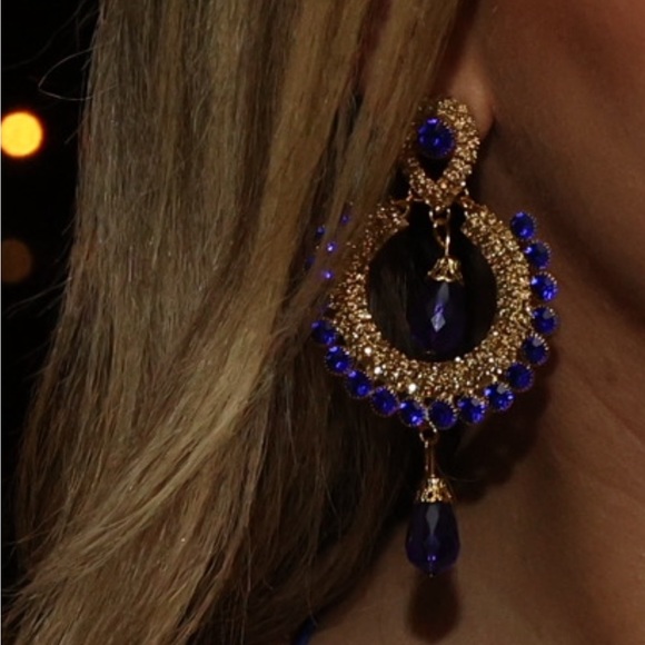 Earrings navy blue / blue worn once - Picture 2 of 4